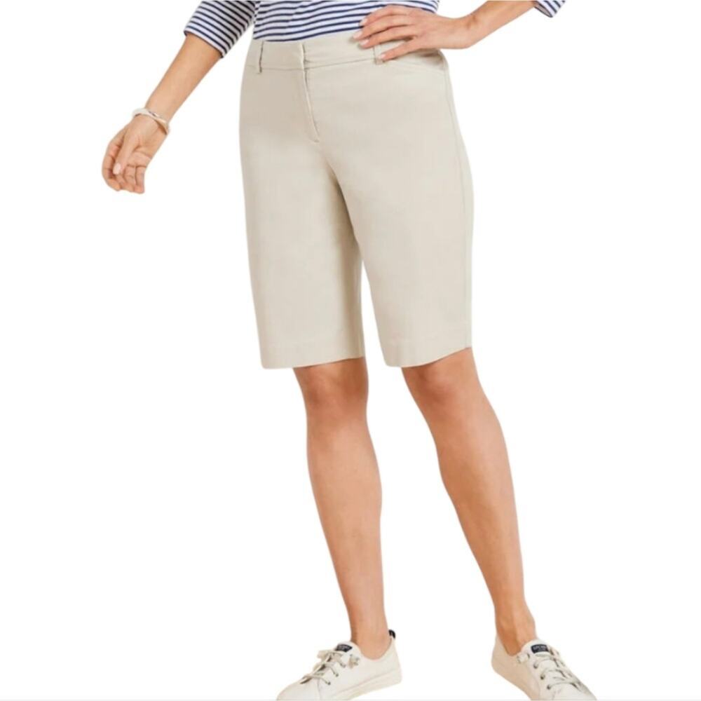 Talbots The Perfect 10.5 Shorts‎ Khaki Chic Beige Bermuda Shorts Plus Size 16